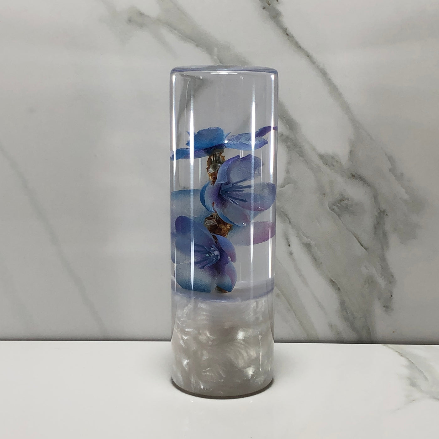 115mm Blue Purple Blossom Resin Shift Knob — 4.5 in, 12mm x 1.25