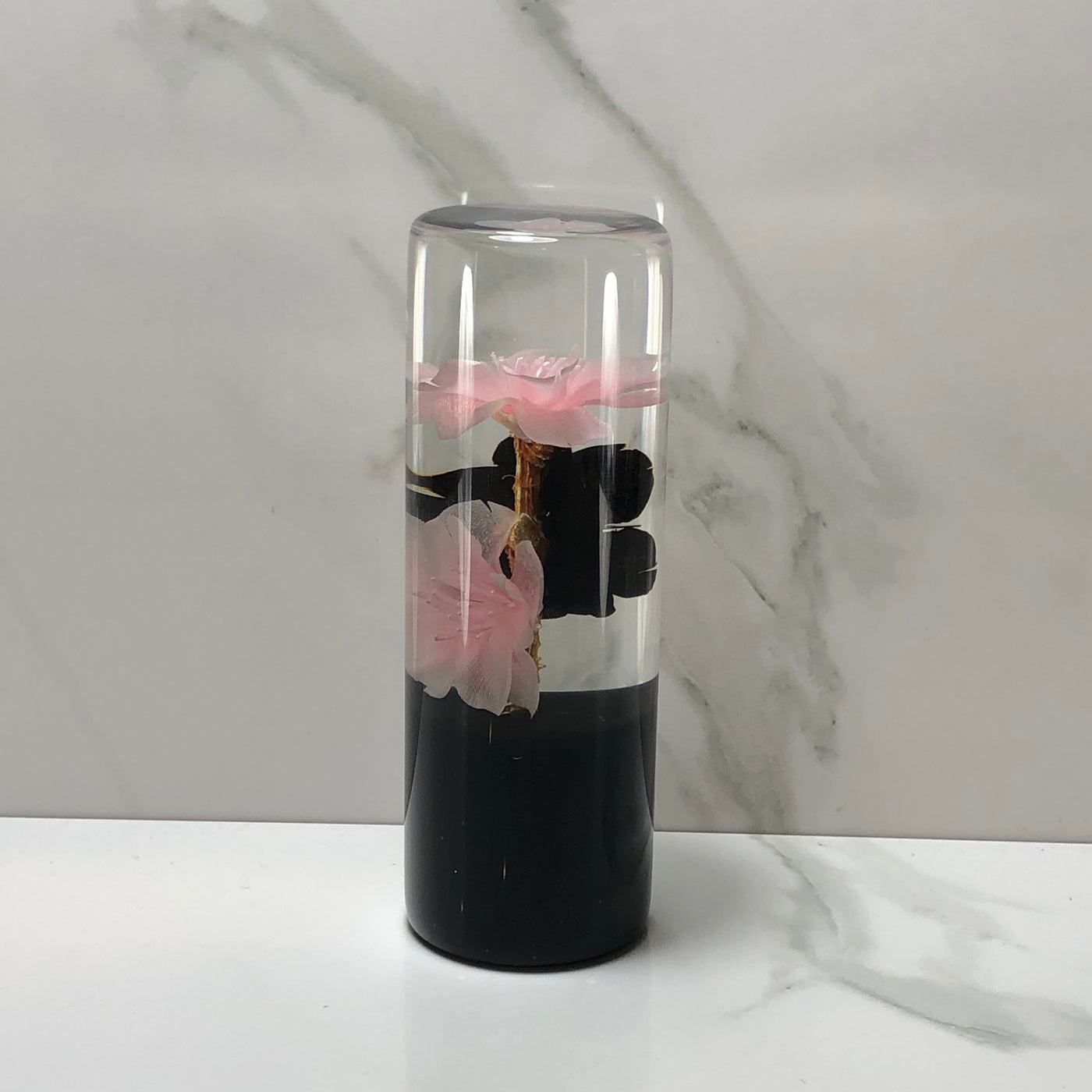 115mm Black Pink Blossom Resin Shift Knob — 4.5 in, 12mm x 1.25