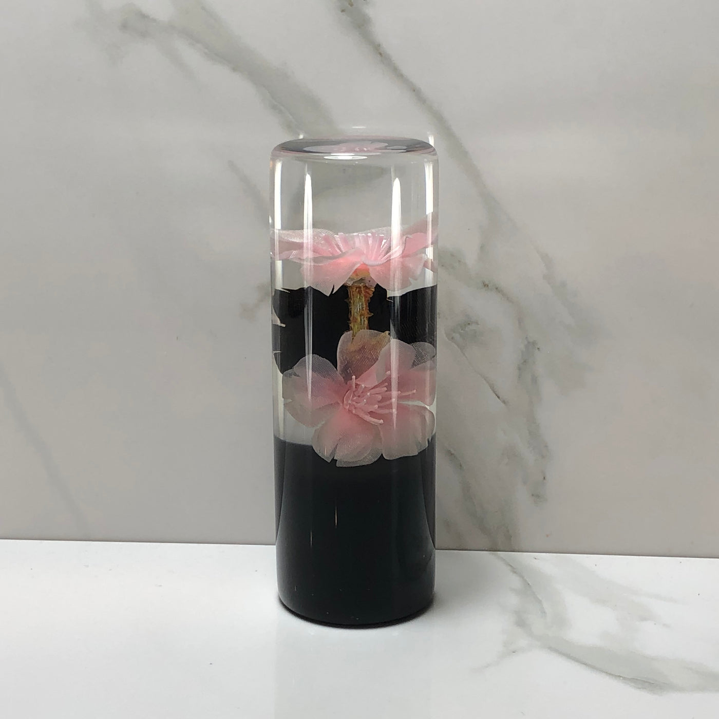 115mm Black Pink Blossom Resin Shift Knob — 4.5 in, 12mm x 1.25