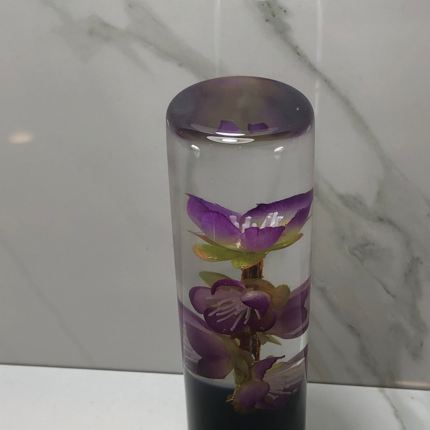 140mm Purple Blossom Resin Shift Knob — 5.5 in, 12mm x 1.25