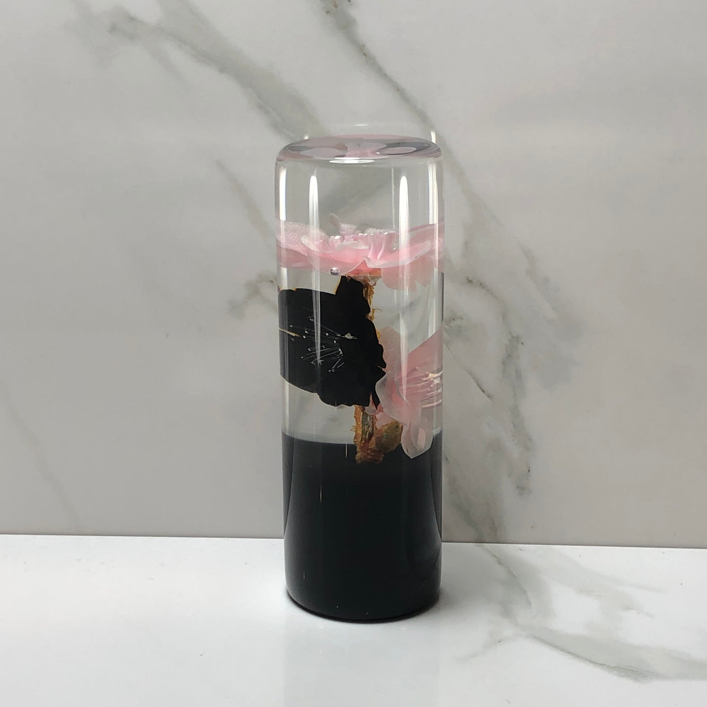 115mm Black Pink Blossom Resin Shift Knob — 4.5 in, 12mm x 1.25
